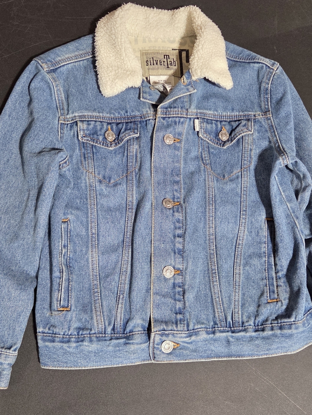 Levi's Silver Tab Blue Denim Sherpa Collar Jacket